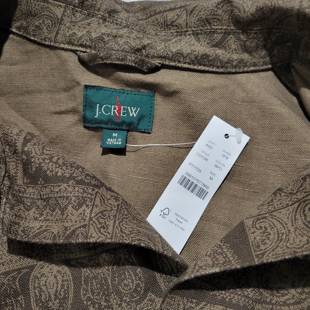 J Crew Cotton-linen blend chore jacket CH138 Size M Brown NWT - Picture 7 of 8